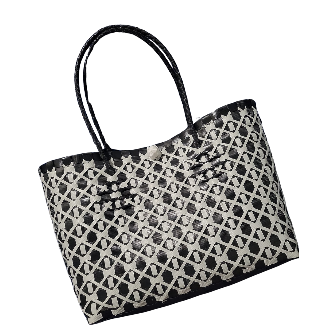 Black & White Embellished Bayong Bag